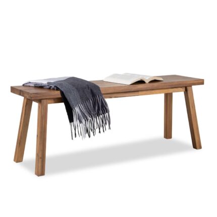 Solid Acacia Wood Bench for Entryway & Living Room