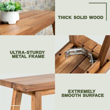 Solid Acacia Wood Bench for Entryway & Living Room