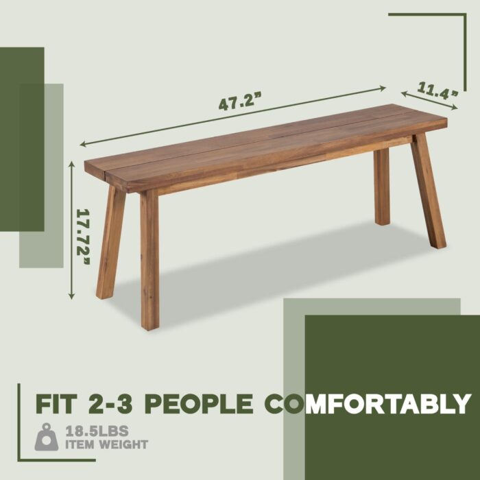 Solid Acacia Wood Bench for Entryway & Living Room