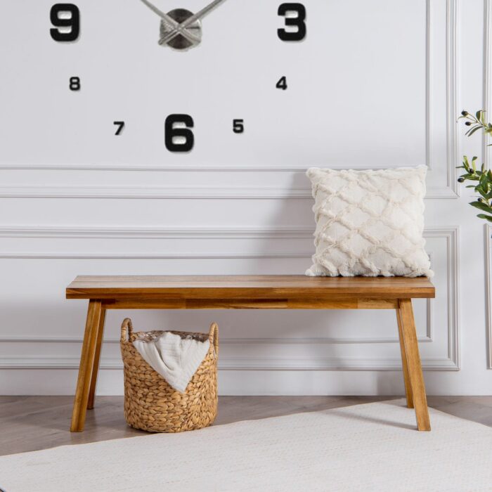 Solid Acacia Wood Bench for Entryway & Living Room