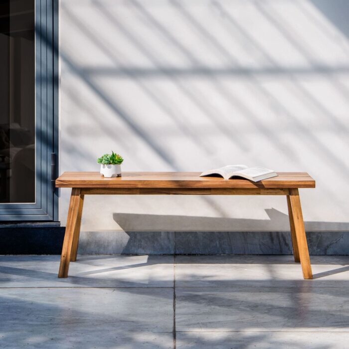 Solid Acacia Wood Bench for Entryway & Living Room