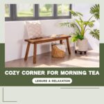 Solid Acacia Wood Bench for Entryway & Living Room