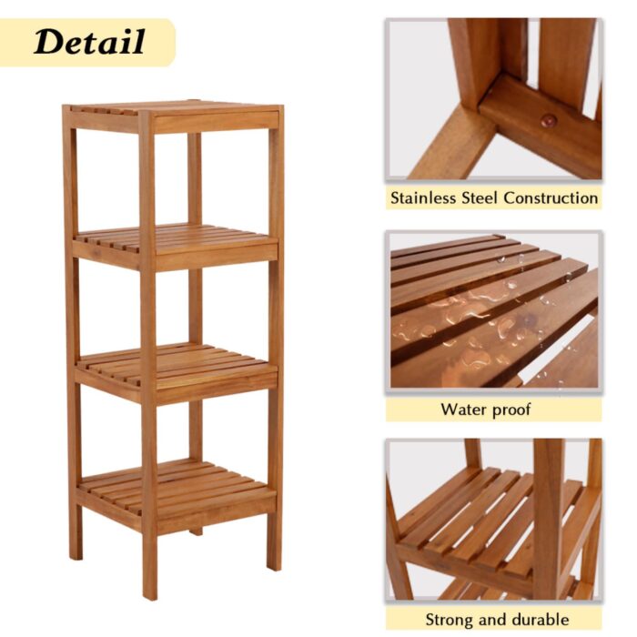 Tier Acacia Wood Corner Shelf Wall Mounted for Home