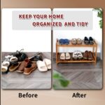 Tier Acacia Wood Shoe Rack Stackable Storage Shelf