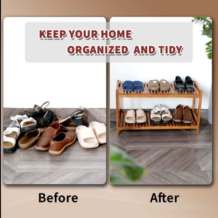Tier Acacia Wood Shoe Rack Stackable Storage Shelf