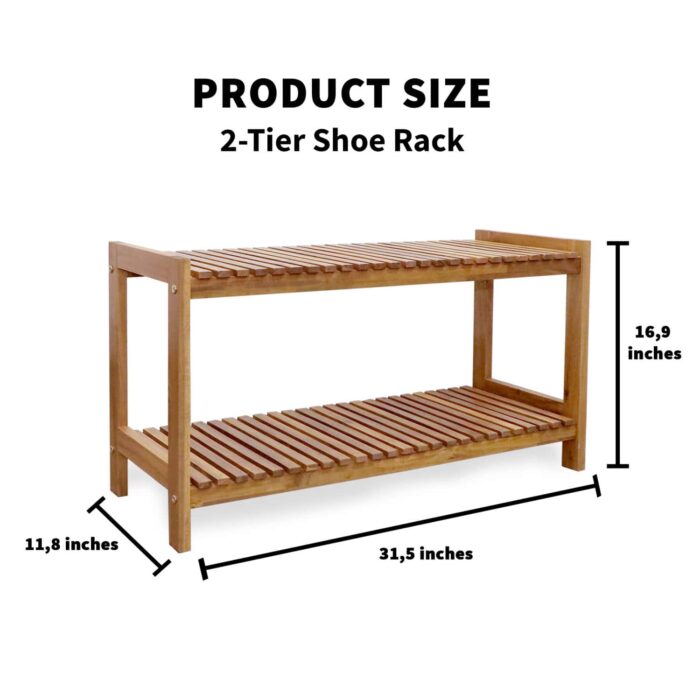 Tier Acacia Wood Shoe Rack Stackable Storage Shelf