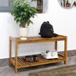 Tier Acacia Wood Shoe Rack Stackable Storage Shelf