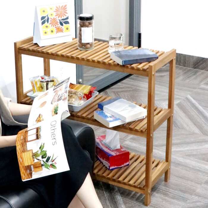 Tier Acacia Wood Shoe Rack Stackable Storage Shelf