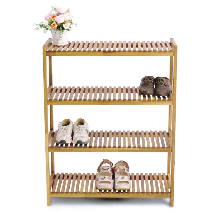Tier Acacia Wood Shoe Rack Stackable Storage Shelf
