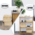 Tier Acacia Wood Shoe Rack Stackable Storage Shelf
