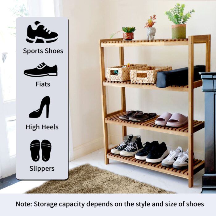 Tier Acacia Wood Shoe Rack Stackable Storage Shelf