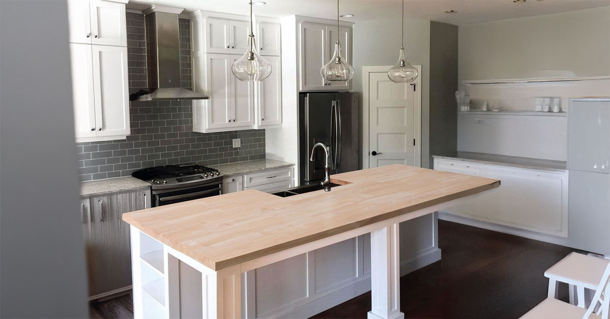 Unfinished Hevea Butcher Block Countertop