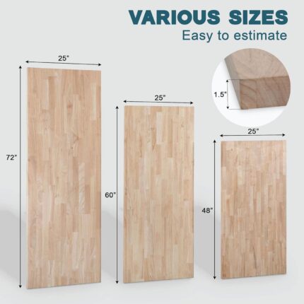Unfinished Hevea Butcher Block Countertop 5ftx25in