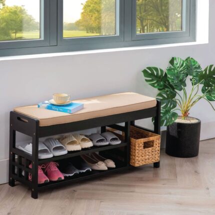 Wooden Shoe Bench for Entryway and Closet