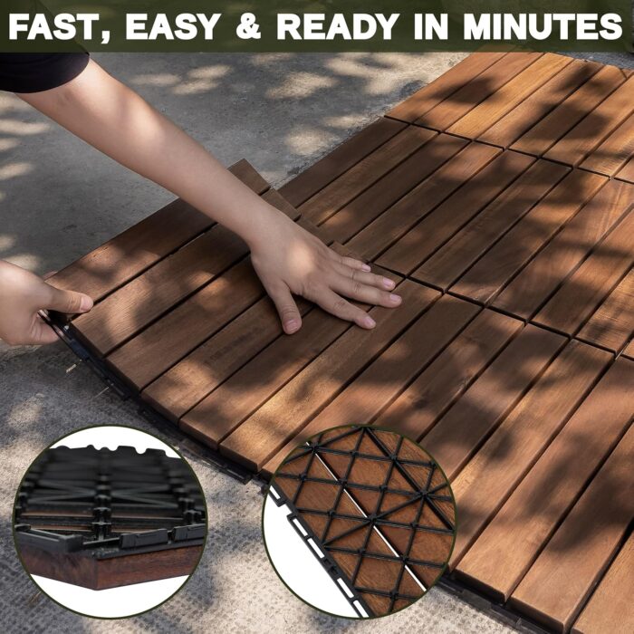 Flooring Interlocking Deck Tiles 27 PCS 6 Slats - C12