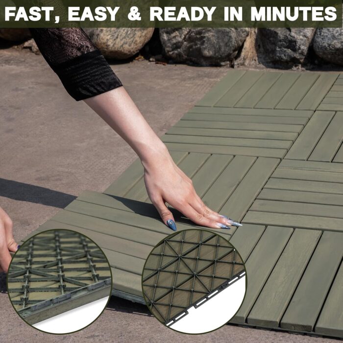 Flooring Interlocking Deck Tiles 27 PCS 6 Slats - C12