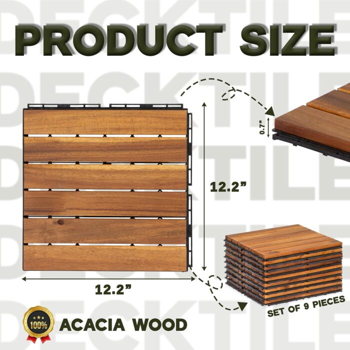 Flooring Interlocking Deck Tiles 27 PCS 6 Slats - C12