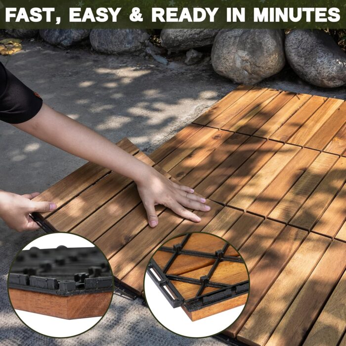 Flooring Interlocking Deck Tiles 27 PCS 6 Slats - C12