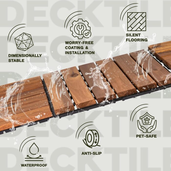 Flooring Interlocking Deck Tiles 27 PCS 6 Slats - C12