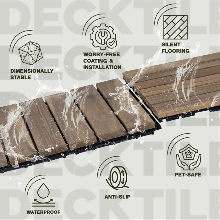 Flooring Interlocking Deck Tiles 27 PCS 6 Slats - C12